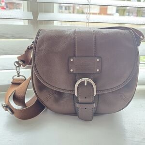 Lacoste leather cross body saddle bag